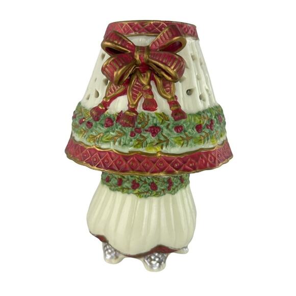 Tea Light Candle Holder Ribbon Lamp Porcelain Holiday Style Home Decor - Picture 8 of 8